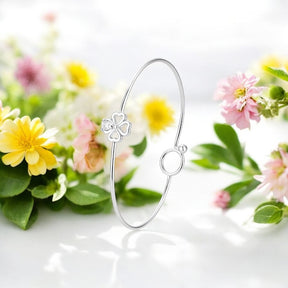 Bracelete Trevo Coração Zircônia 5x5 mm Prata 925 Delicado e Sofisticado