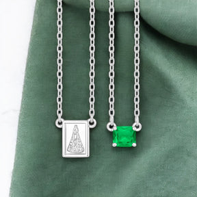 Escapulário Nossa Senhora Ap Pedra Octogonal Esmeralda 5x7mm Prata 925