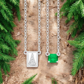 Escapulário Nossa Senhora Ap Pedra Octogonal Esmeralda 5x7mm Prata 925