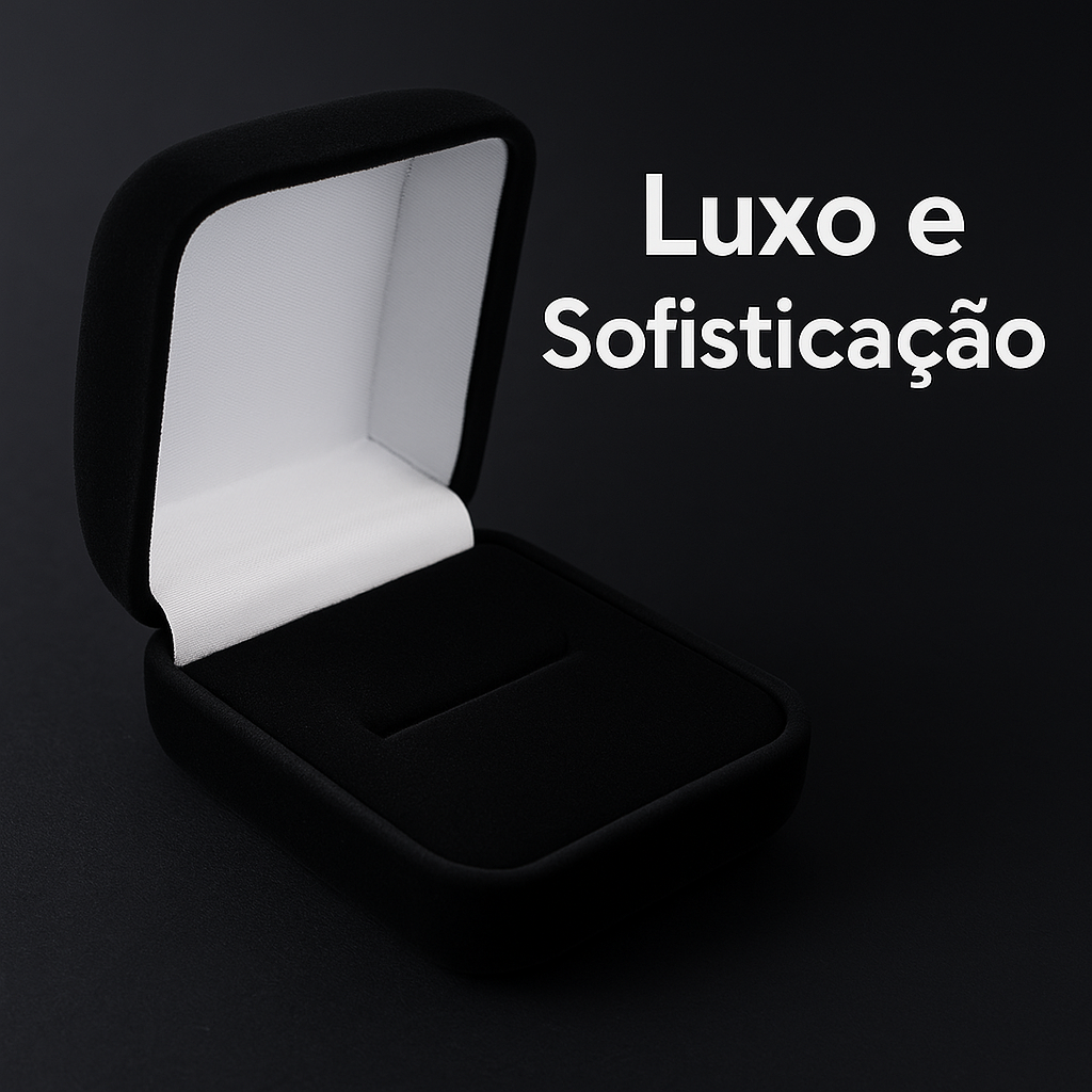 Estojo de Veludo Preto para Anel Corte H – Luxo e Sofisticação