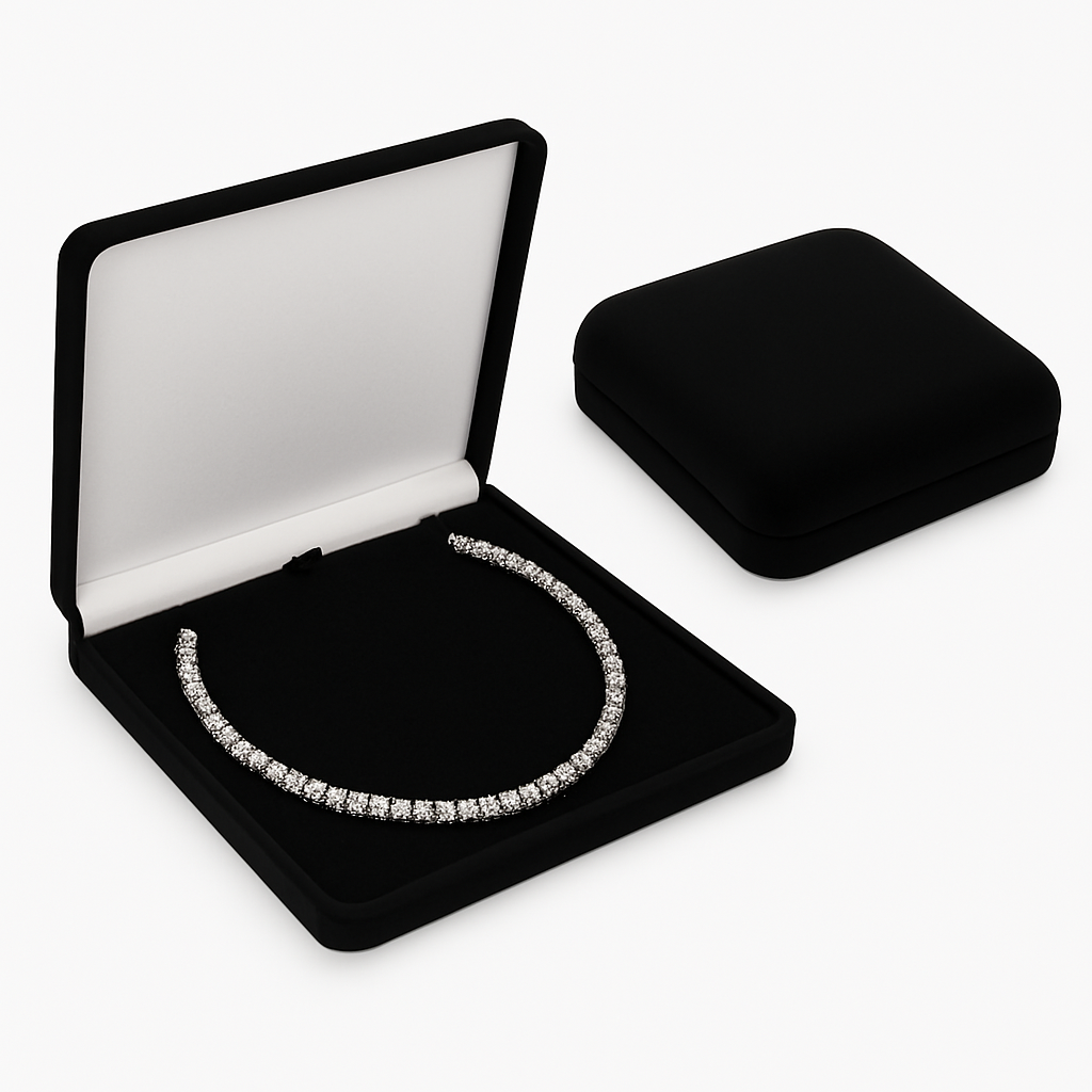 Estojo de Veludo Preto para Colar Grande – 17x17 cm Luxo e Proteção
