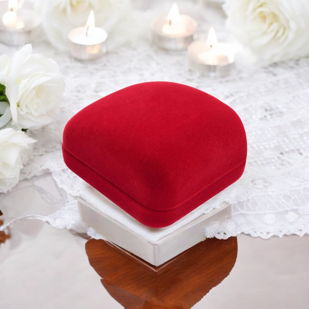 Estojo de Veludo Vermelho para Anel Corte H Atelier Moissan