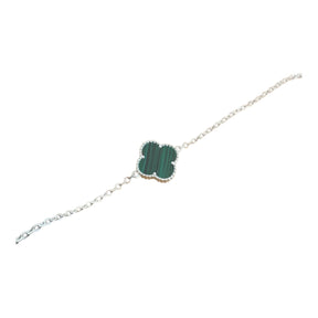 Pulseira Trevo Malaquita em Prata 925 Delicada e Sofisticada