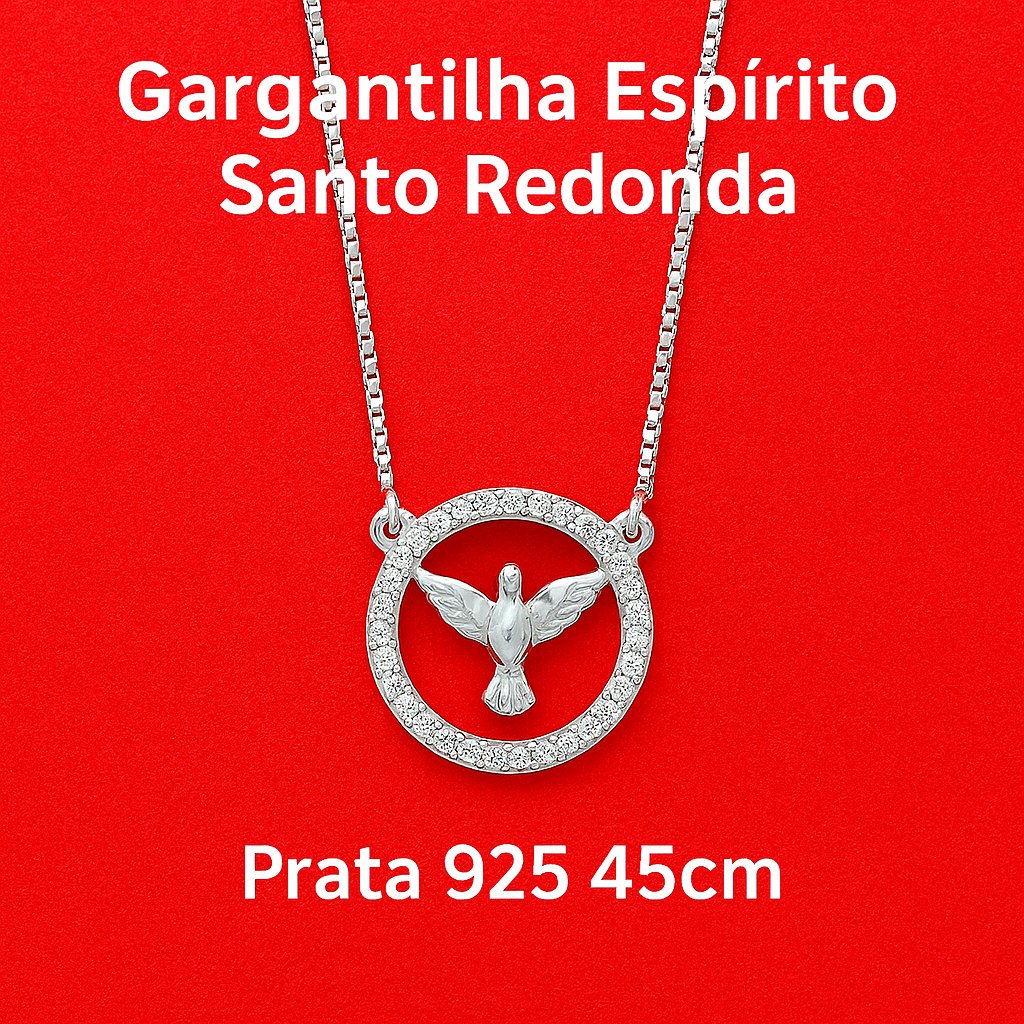Gargantilha Espírito Santo Redonda em Prata 925 45cm