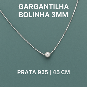 Gargantilha Fio com Bolinhas 3mm em Prata 925 45cm