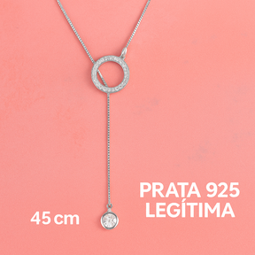 Gargantilha Gravata Prata 925 com Ponto de Luz 45cm