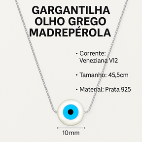 Gargantilha Olho Grego com Madrepérola de Prata 925 45cm