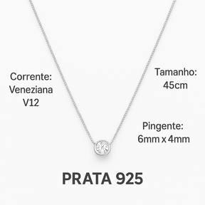 Gargantilha Ponto de Luz Pequeno Prata 925 Delicada 45cm