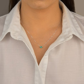 Gargantilha Prata 925 com Pingente Oval Turmalina