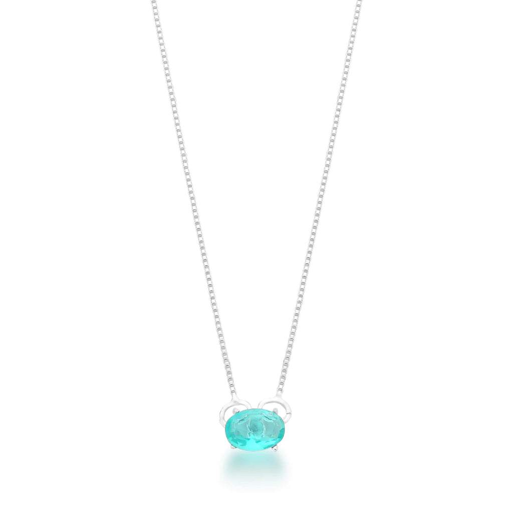 Gargantilha Prata 925 com Pingente Oval Turmalina
