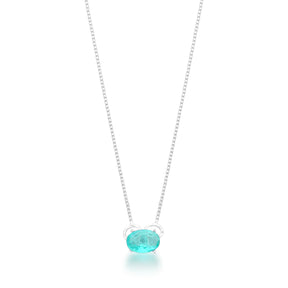 Gargantilha Prata 925 com Pingente Oval Turmalina