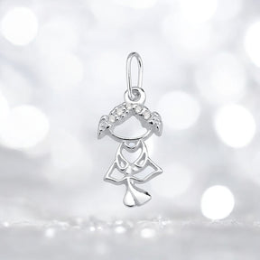 Pingente Menina Cravejado com Micro Zircônia – Prata 925