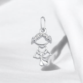 Pingente Menina Cravejado com Micro Zircônia – Prata 925