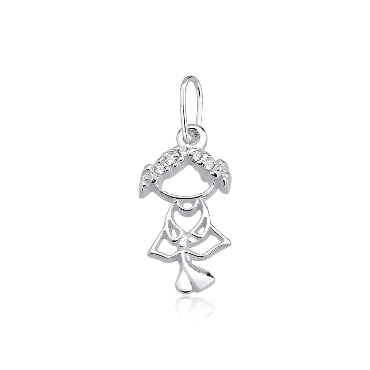 Pingente Menina Cravejado com Micro Zircônia – Prata 925