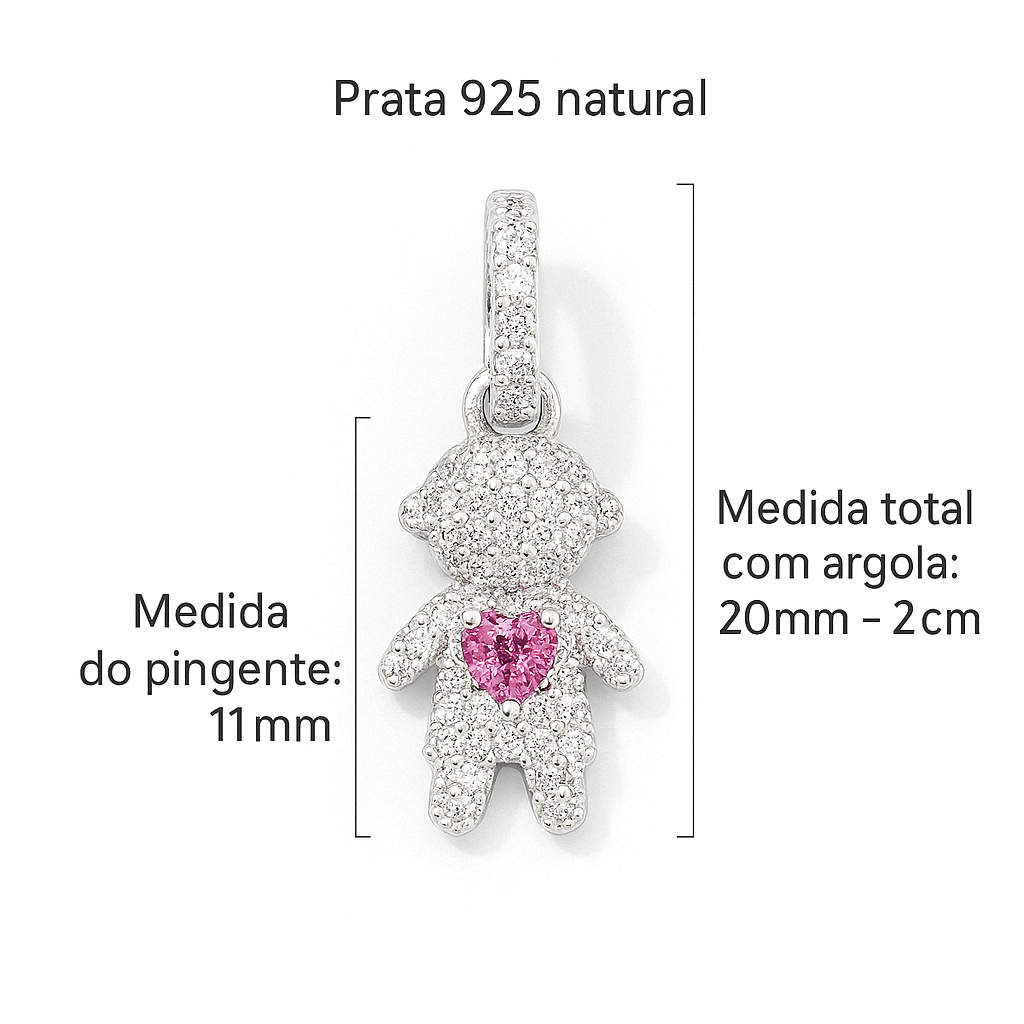 Pingente Menina ou Menino Cravejado Médio Prata 925