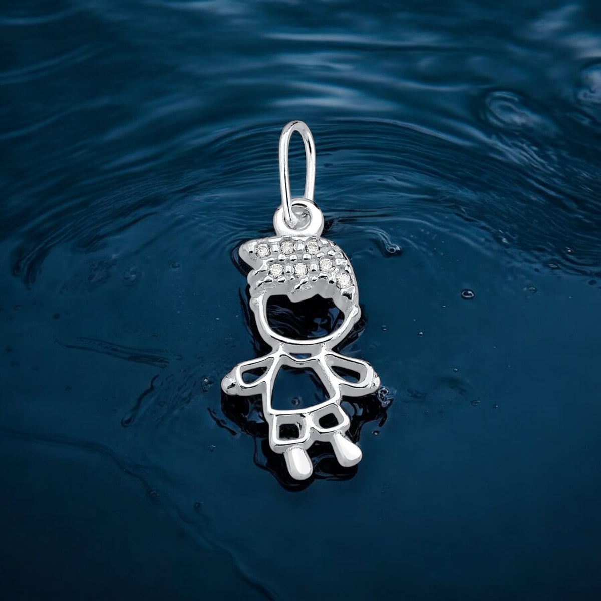 Pingente Menino Cravejado com Micro Zircônia – Prata 925