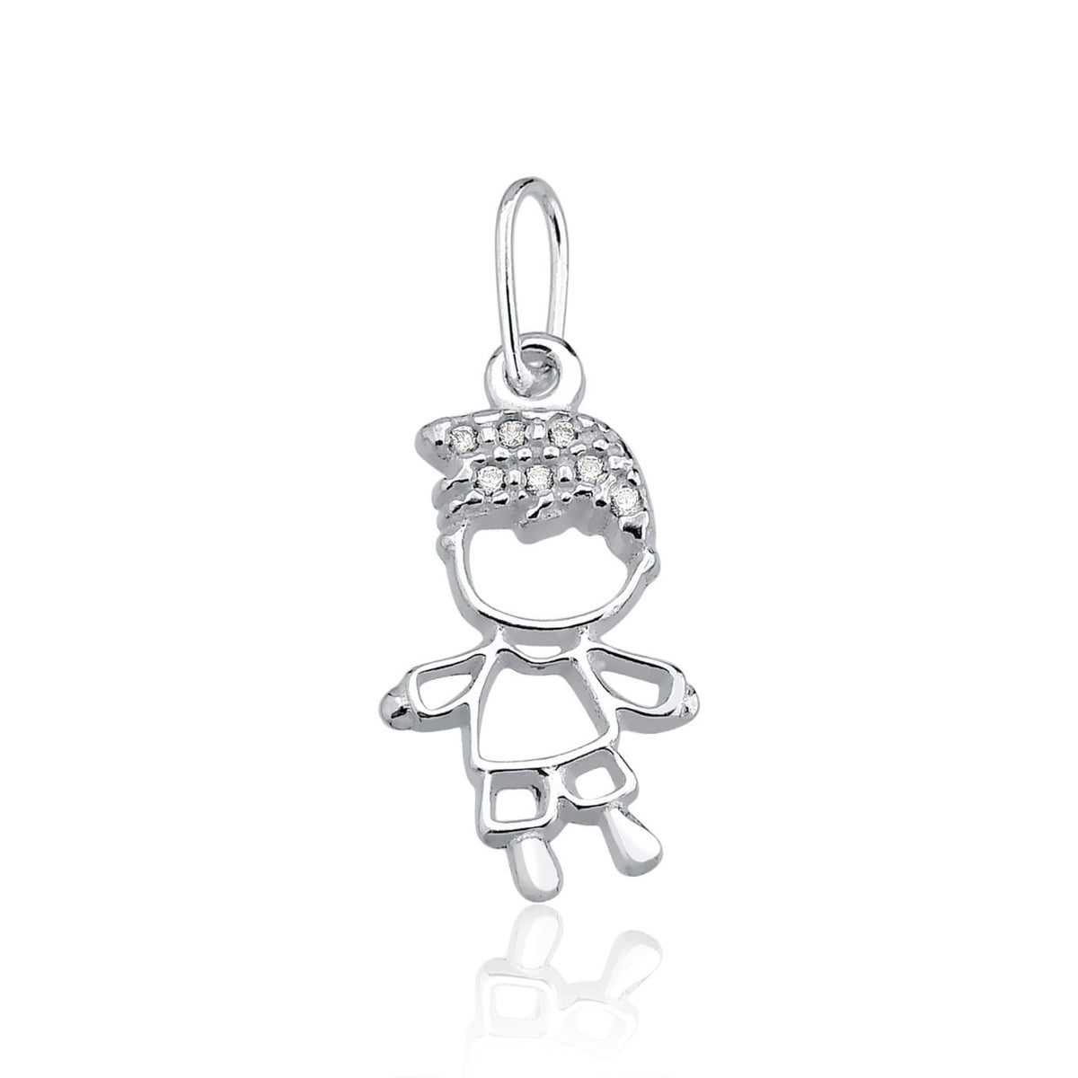 Pingente Menino Cravejado com Micro Zircônia – Prata 925