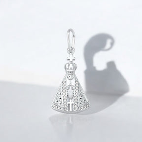 Pingente Nossa Senhora Aparecida Cravejado com Micro Zircônia – Prata 925