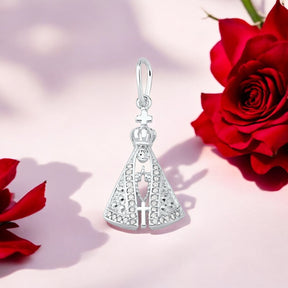 Pingente Nossa Senhora Aparecida Cravejado com Micro Zircônia – Prata 925