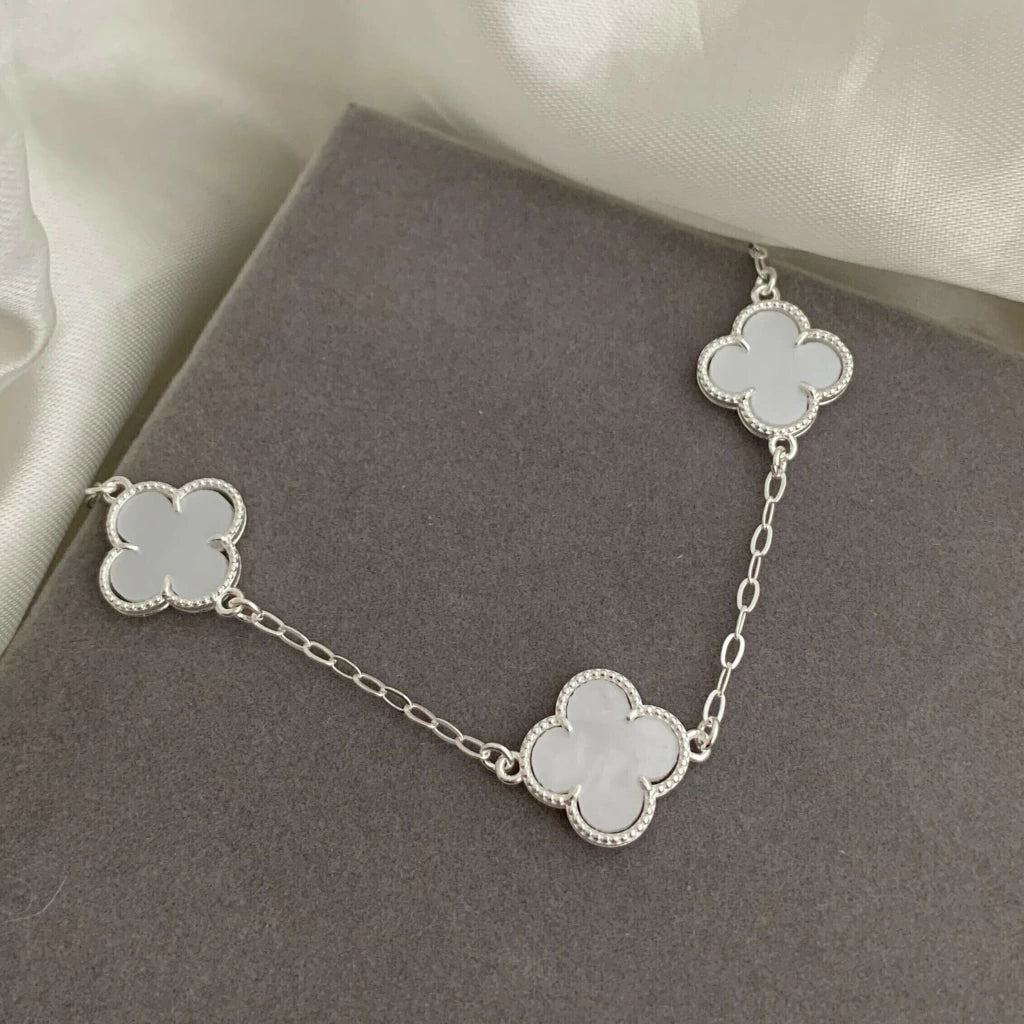 Pulseira 3 Trevos Branco Prata 925