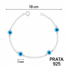 Pulseira 4 Olho Grego Separado Branco Mista 18cm