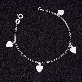 Pulseira Amorzinho com Pingentes de Coração – Prata 925 | 16cm + Extensor
