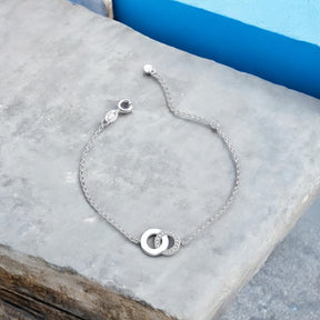 Pulseira Elo Cravejado Esmaltado 16cm + 3cm Extensor em Prata 925
