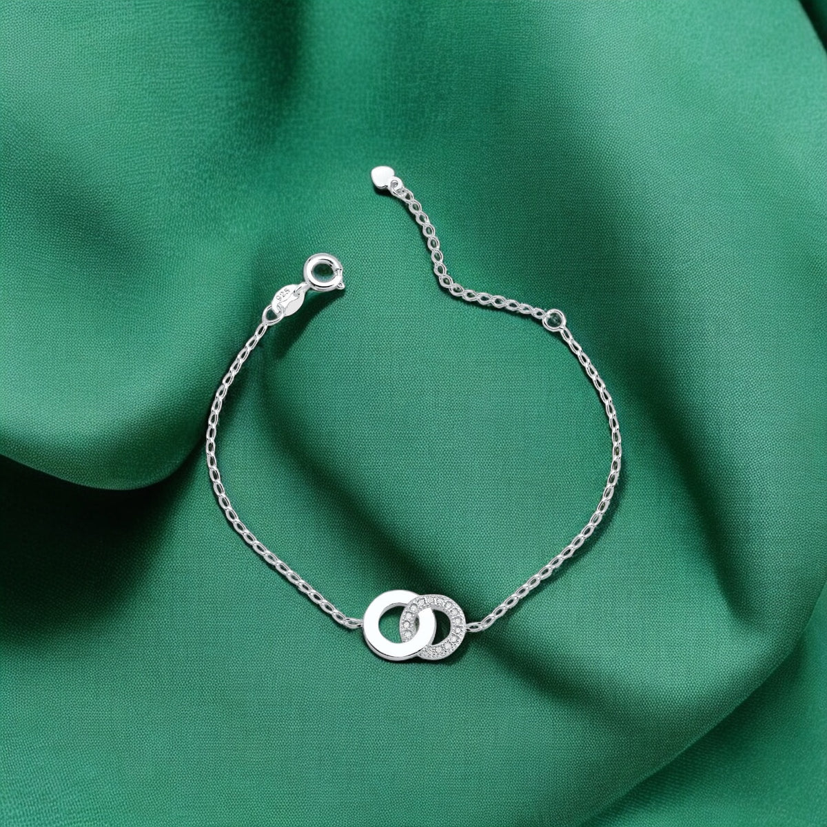 Pulseira Elo Cravejado Esmaltado 16cm + 3cm Extensor em Prata 925