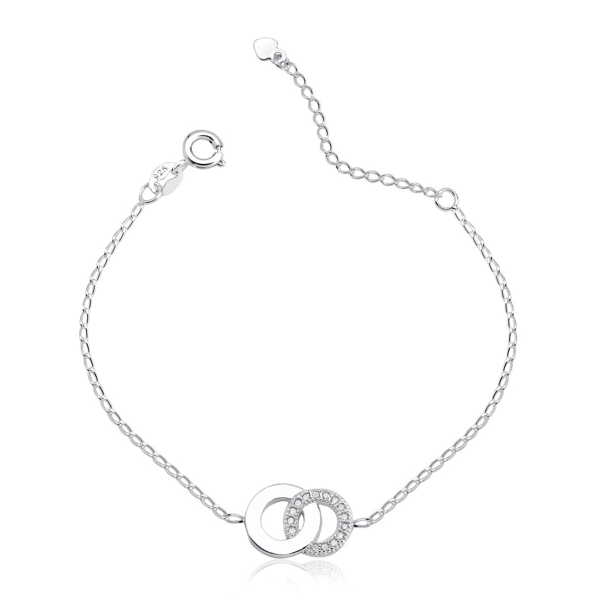 Pulseira Elo Cravejado Esmaltado 16cm + 3cm Extensor em Prata 925