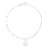 Pulseira Feminina Elo Oval Pingente Trevo 4 Folhas Prata 925