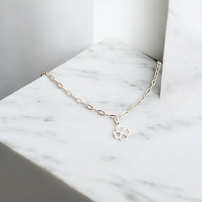 Pulseira Feminina Elo Oval Pingente Trevo 4 Folhas Prata 925