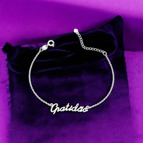 Pulseira Gratidão em Prata 925 – 16cm + 3cm Extensor