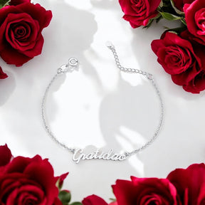 Pulseira Gratidão em Prata 925 – 16cm + 3cm Extensor