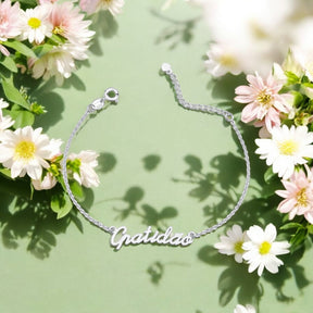 Pulseira Gratidão em Prata 925 – 16cm + 3cm Extensor