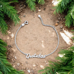 Pulseira Gratidão em Prata 925 – 16cm + 3cm Extensor