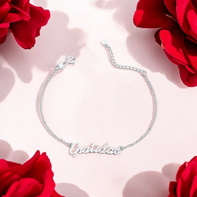 Pulseira Gratidão em Prata 925 – 16cm + 3cm Extensor