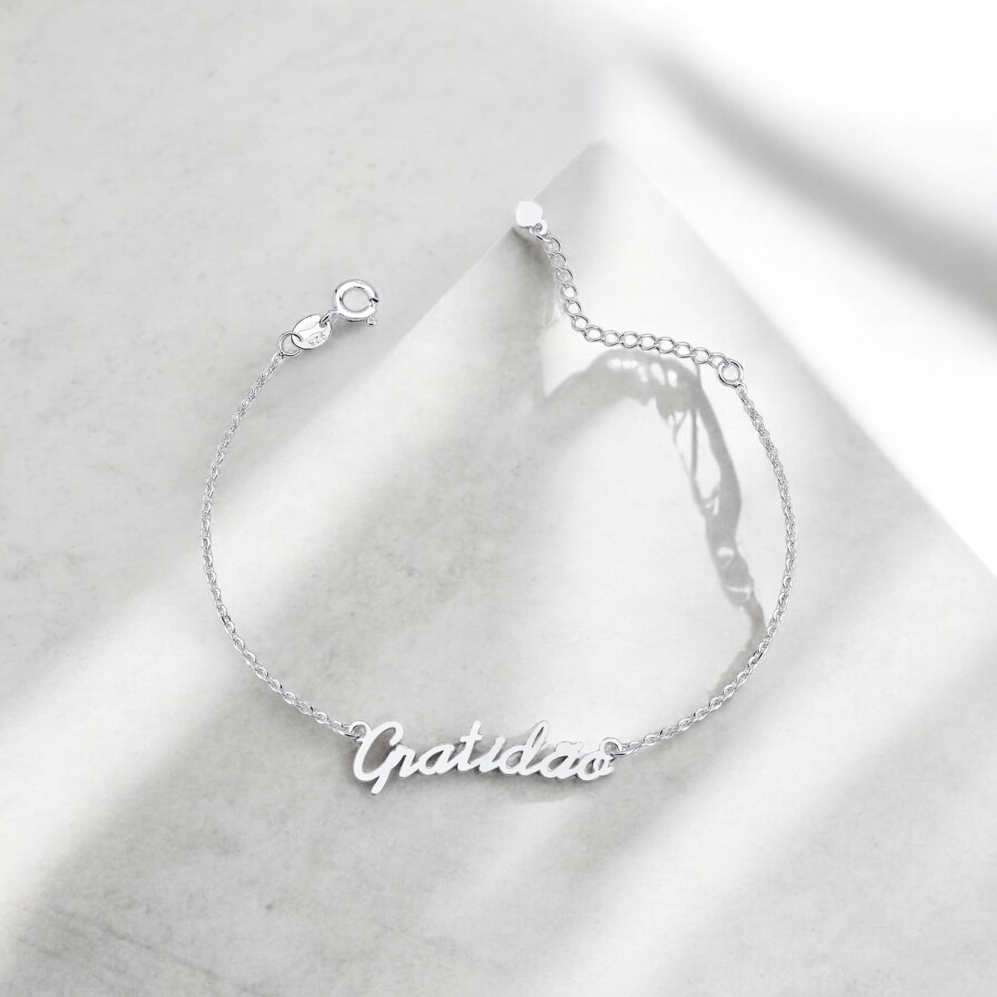 Pulseira Gratidão em Prata 925 – 16cm + 3cm Extensor