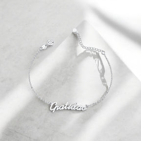 Pulseira Gratidão em Prata 925 – 16cm + 3cm Extensor