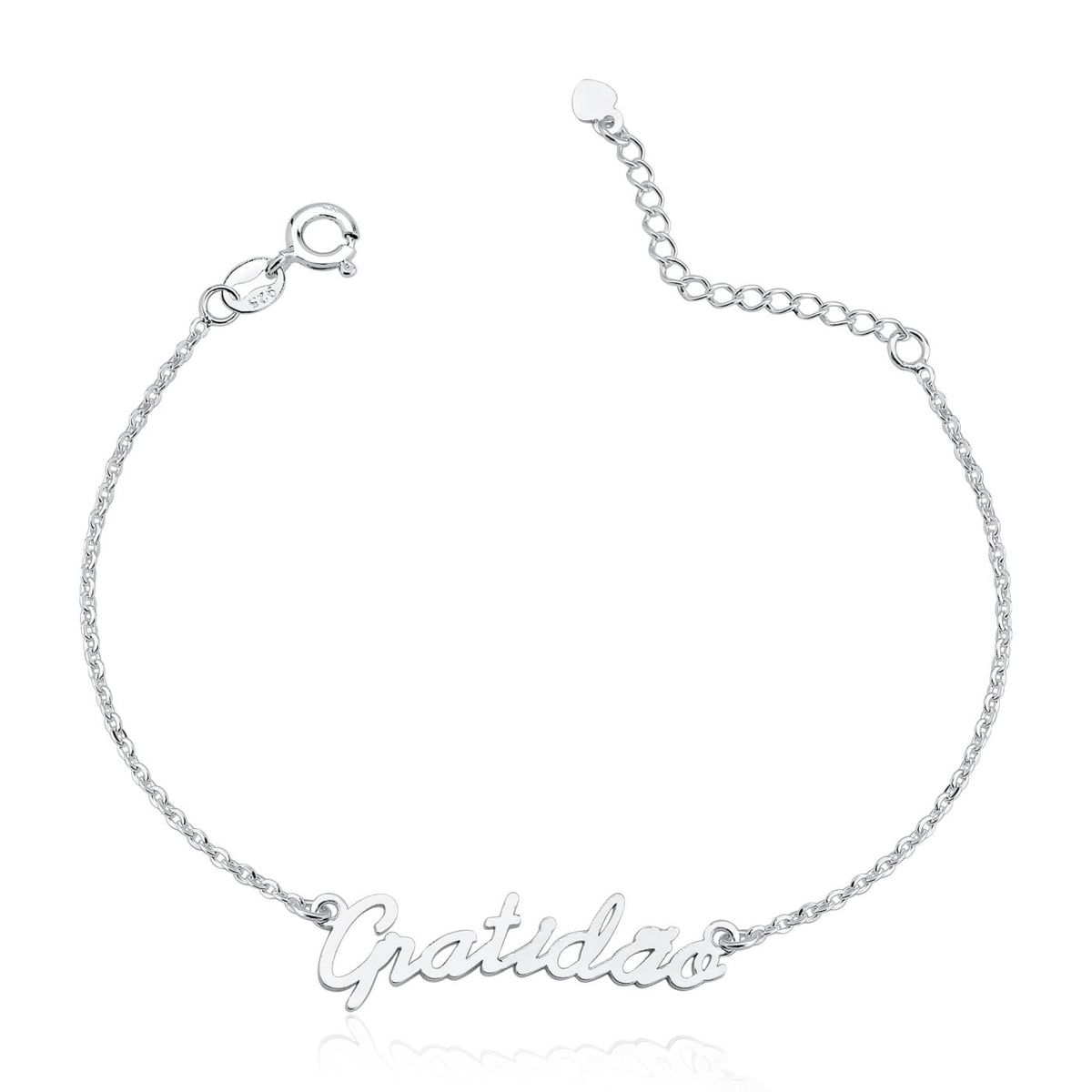 Pulseira Gratidão em Prata 925 – 16cm + 3cm Extensor