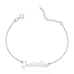 Pulseira Gratidão em Prata 925 – 16cm + 3cm Extensor