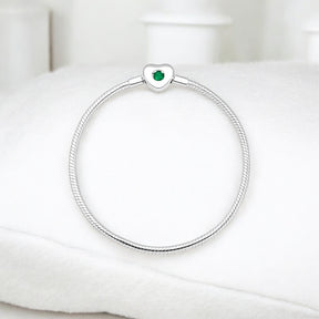 Pulseira Infini Coração com Zircônia Esmeralda – Prata 925 | Tamanho 18cm