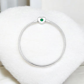 Pulseira Infini Coração com Zircônia Esmeralda – Prata 925 | Tamanho 18cm