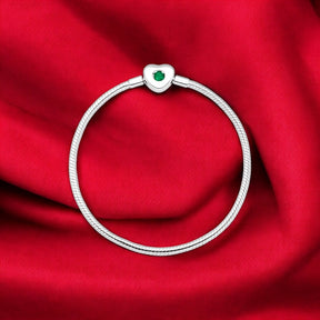 Pulseira Infini Coração com Zircônia Esmeralda – Prata 925 | Tamanho 18cm