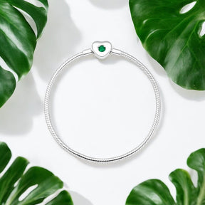 Pulseira Infini Coração com Zircônia Esmeralda – Prata 925 | Tamanho 18cm