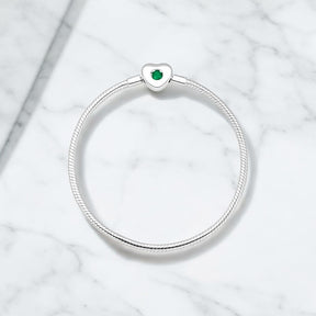 Pulseira Infini Coração com Zircônia Esmeralda – Prata 925 | Tamanho 18cm