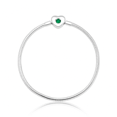 Pulseira Infini Coração com Zircônia Esmeralda – Prata 925 | Tamanho 18cm