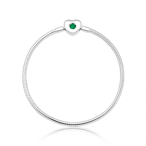 Pulseira Infini Coração com Zircônia Esmeralda – Prata 925 | Tamanho 18cm