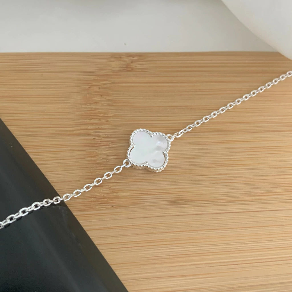 Pulseira Inspiração Trevo Madrepérola Prata 925