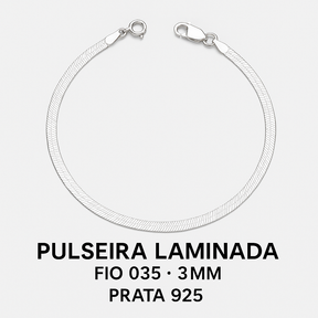 Pulseira Laminada Prata 925 18cm Fio 035 3mm Brilho Intenso