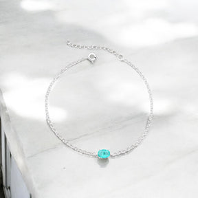 Pulseira Prata 925 com Pedra Oval Turmalina Elegante